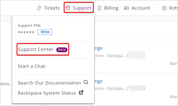 Support Center Navigation