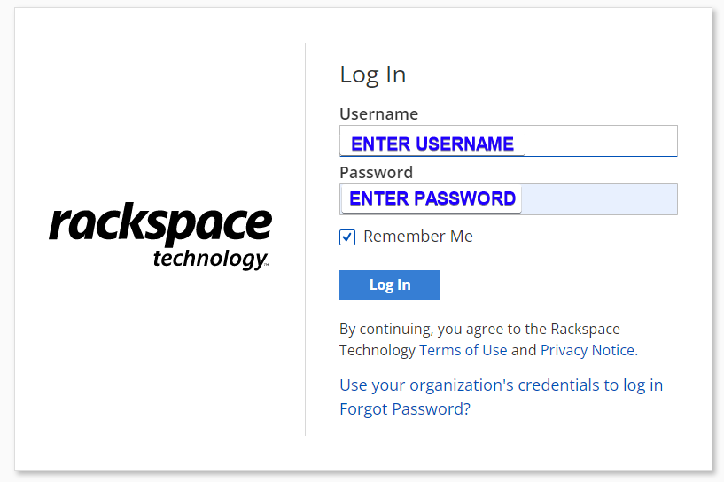 Enter credentials for Username and Password