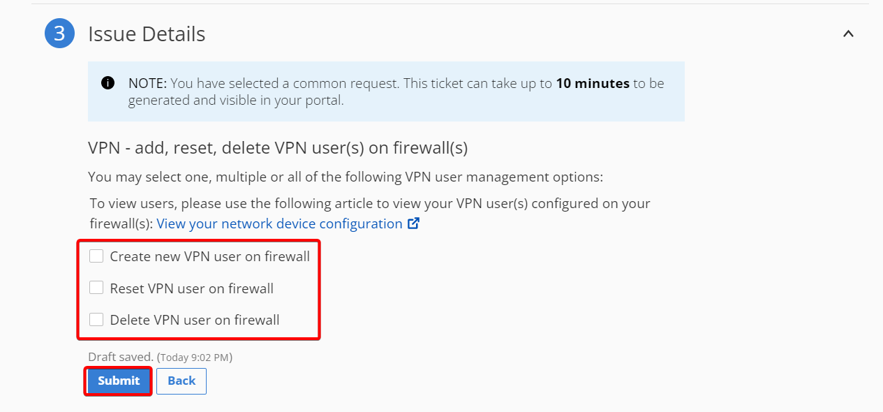 Select any one or multiple VPN user on firewall