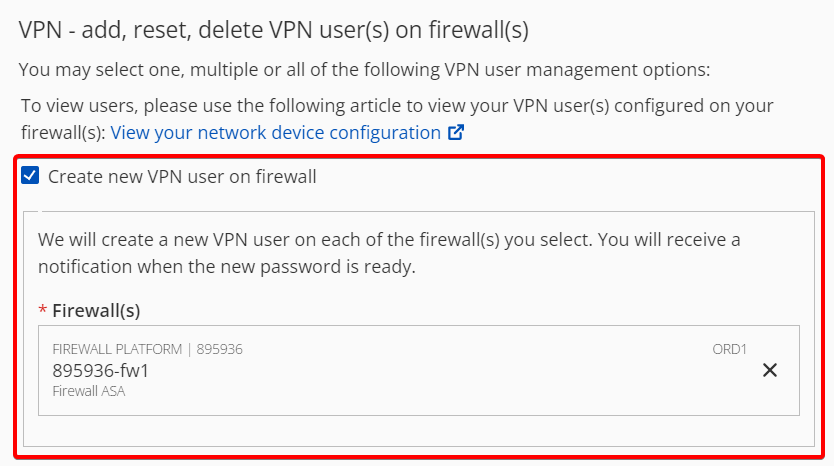 Select required firewall from the drop-down list