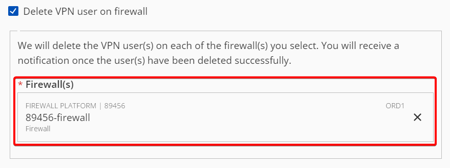 Select the required firewall which needs to tbe deleted