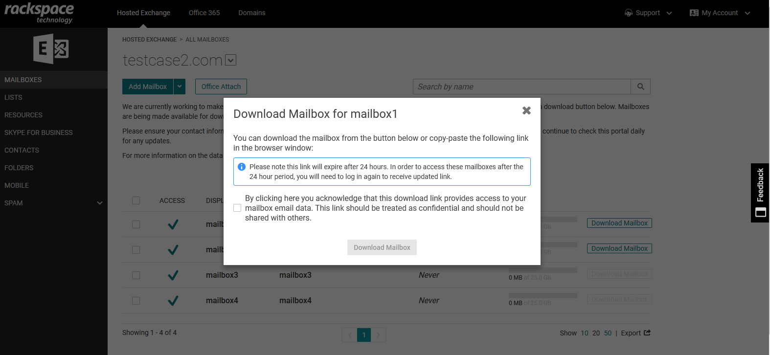 Agree to terms and click Download Mailbox